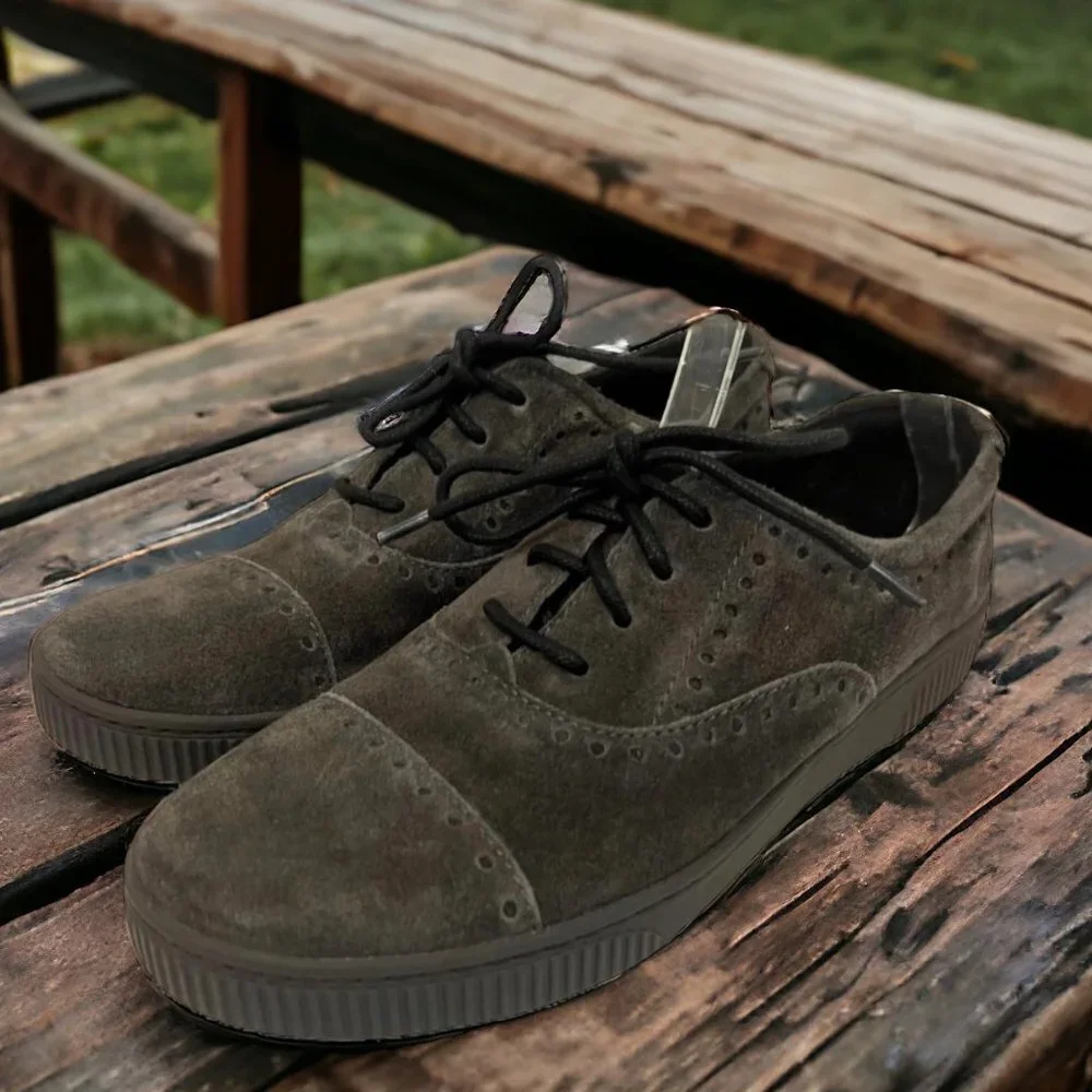 Born Men's‎ Gray Suede Leather Brogue Lace Up Oxford Shoes Size 8.5